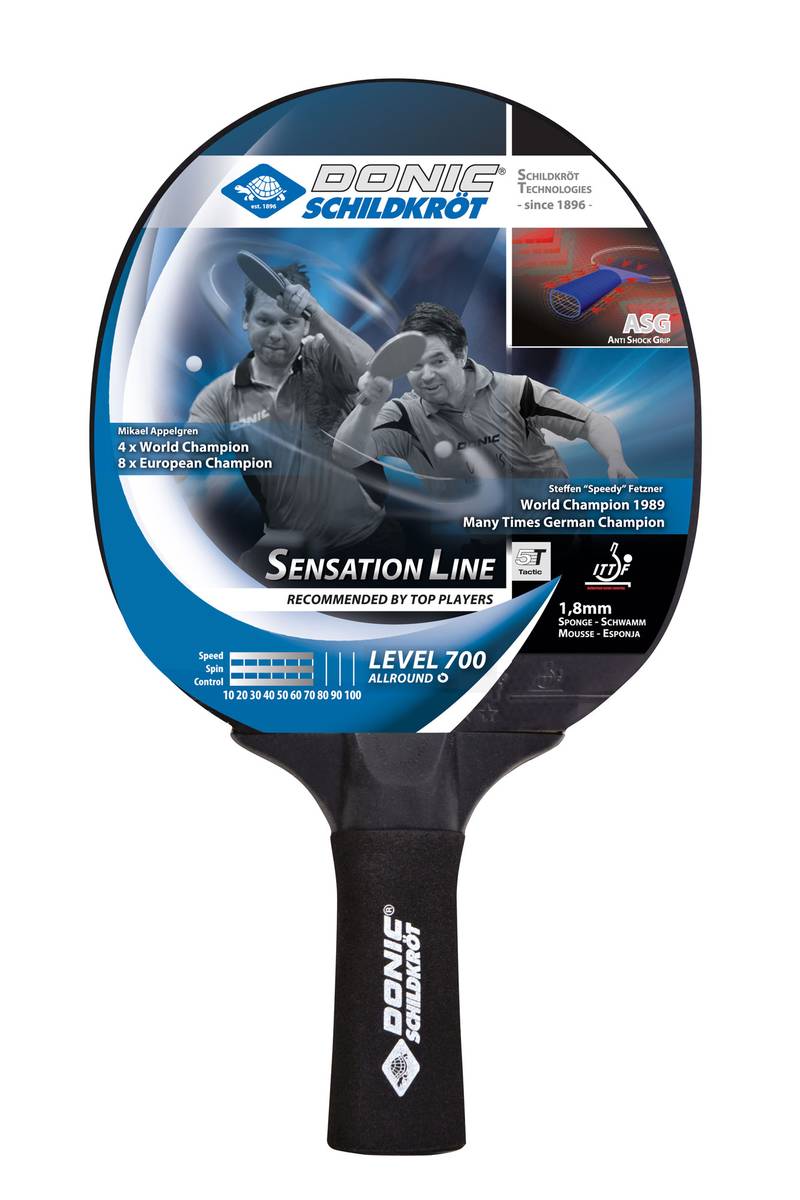 concave handle Donic-Schildkrt Table Tennis Bat Carbotec 7000 black, Blister 